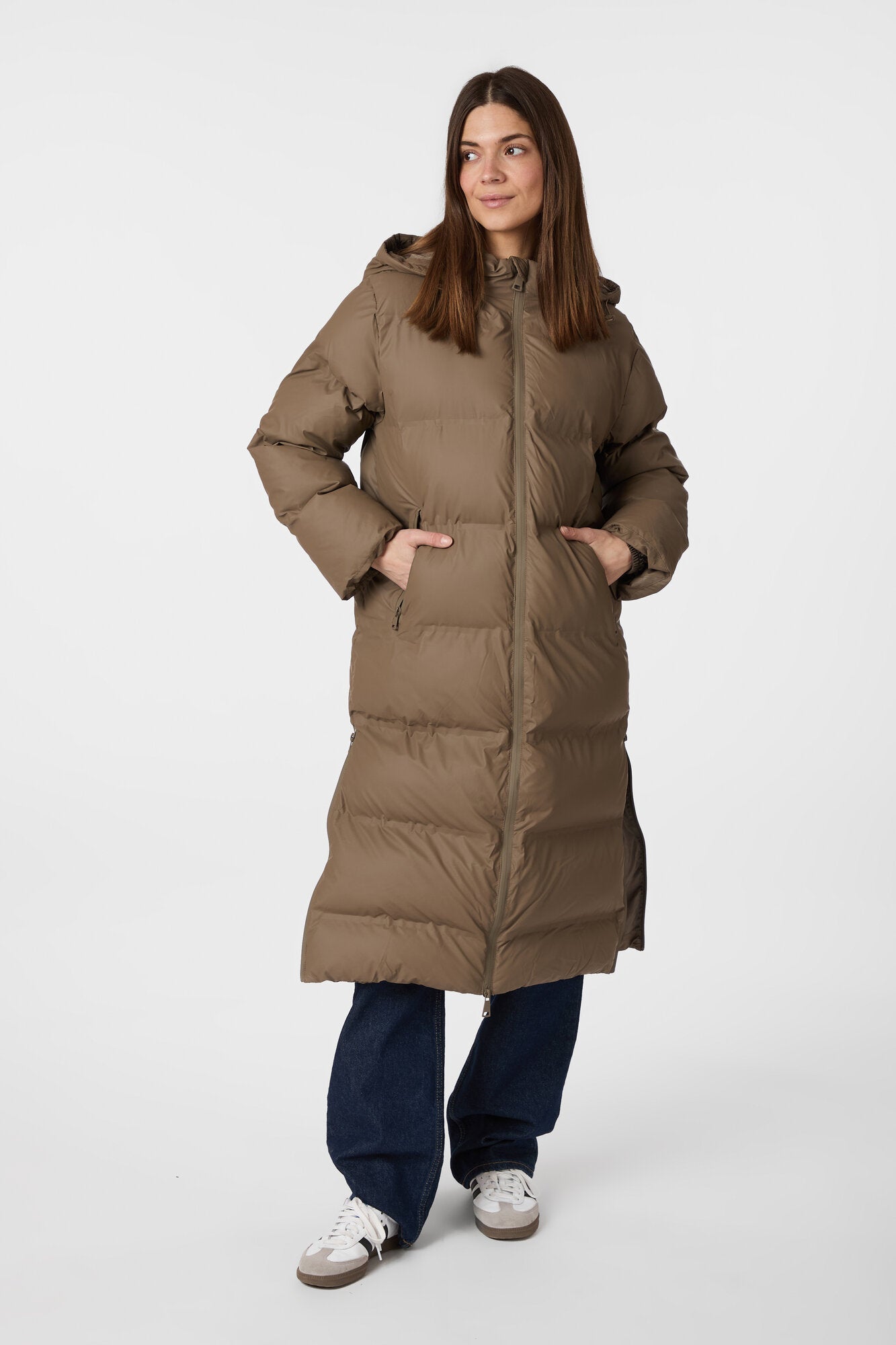 Viviana Puffer dunjakke - Dark Taupe